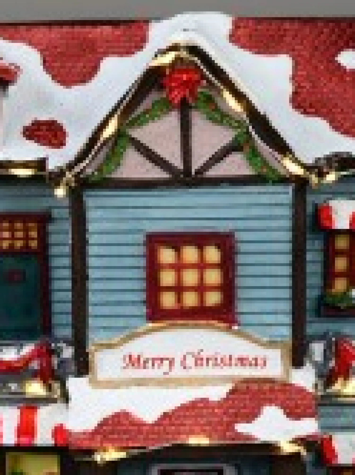 Christmas Warehouse Santa Visiting Family Home With Mum & Kids Christmas Village Scene - 24Cm> Christmas Village Scenes
