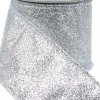 Christmas Warehouse Silver Glitter & Flecks Christmas Ribbon With Silver Glitter Edging - 3M> Christmas Ribbon