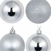 Christmas Warehouse Silver Glittered, Matte & Metallic Christmas Bauble Decorations - 12 X 60Mm> Bauble Packs