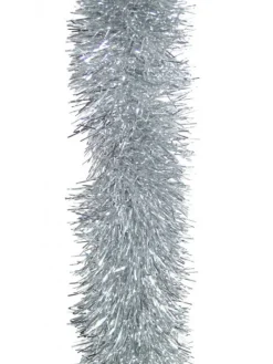 Christmas Warehouse Silver Metallic 8Ply Classic Christmas Tinsel Garland - 15Cm X 5M> Tinsel