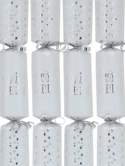 Christmas Warehouse Silver Season's Greetings Text On White Christmas Cracker Bon Bons - 50 X 30Cm> Christmas Cracker Bon Bon Catering Packs (50 Per Pack)