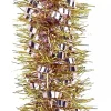 Christmas Warehouse Soft Pink Ribbon Look & Gold Pine Needle Christmas Tinsel Garland - 2.7M> Tinsel
