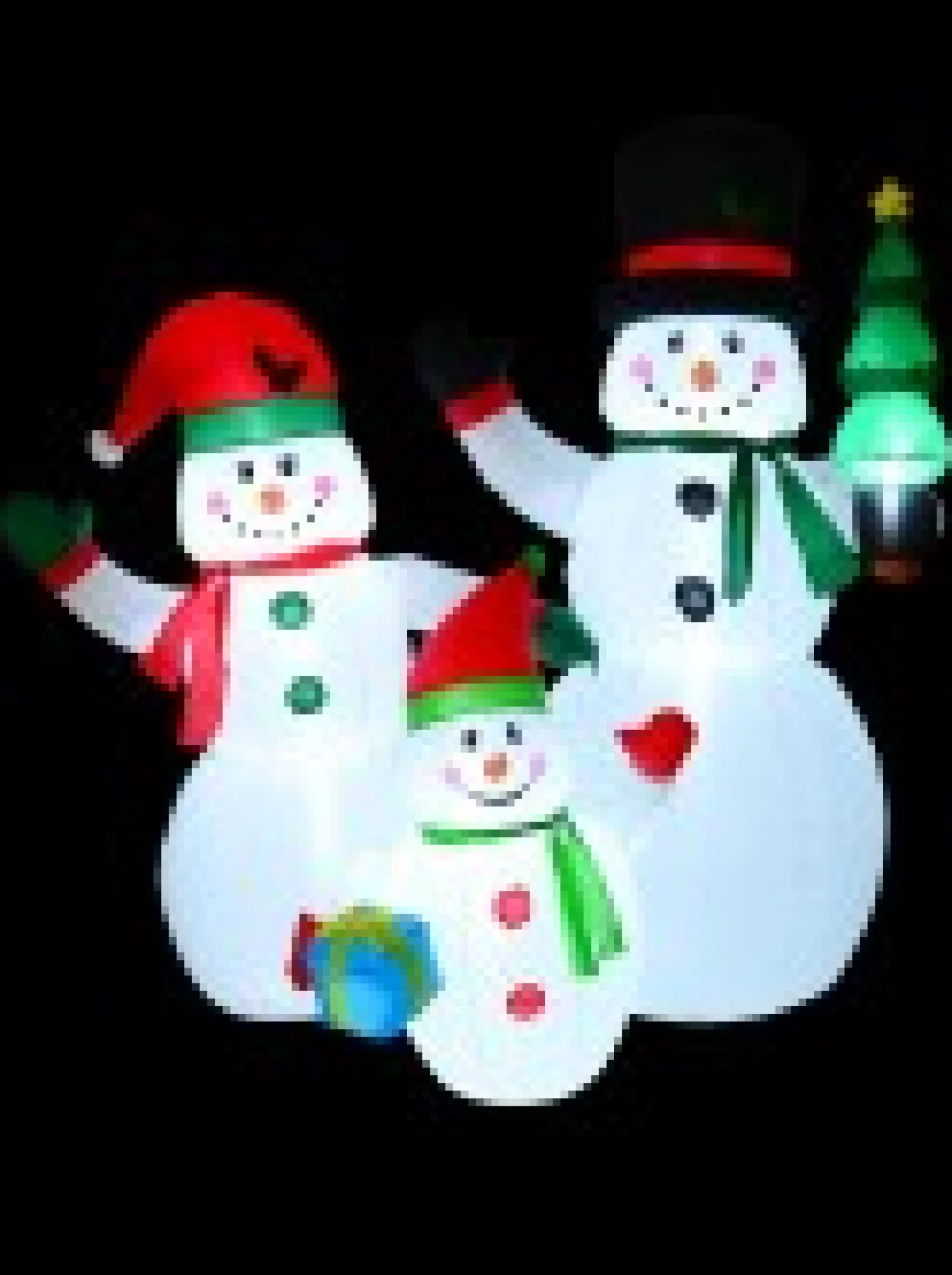 Christmas Warehouse The Joyous Snowman Family Illuminated Christmas Inflatable Display - 2.2M> Inflatable Displays