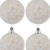 Christmas Warehouse White Furry Foam Christmas Baubles With Champagne Flecks - 6 X 60Mm> Bauble Packs