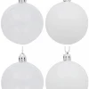 Christmas Warehouse White Gloss & Clear With White Frost Christmas Bauble Decorations - 6 X 60Mm> Bauble Packs