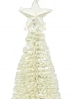 Christmas Warehouse White Iron Christmas Tree With Snow Dust & Star Table Top Ornament - 30Cm> Table Top Christmas Trees
