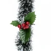Christmas Warehouse White Tip Pine Needle With Holly Christmas Tinsel Garland - 2.7M> Tinsel