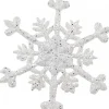 Christmas Warehouse White With Silver Glitter Snowflake Christmas Tree Hanging Decoration - 12Cm> Hanging Decorations - Individual